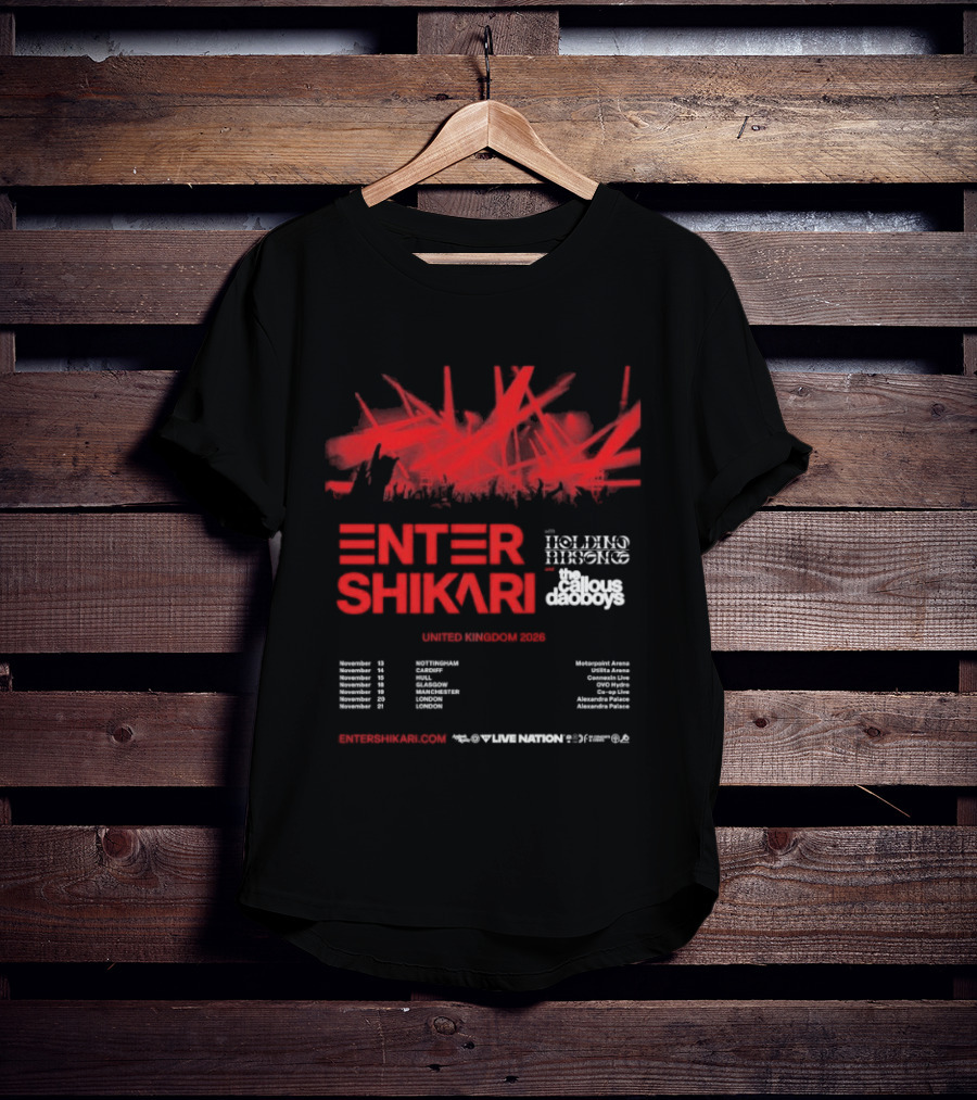 Enter Shikari United Kingdom Tour 2026 Featuring Holding Absence Cody Frost T-Shirt