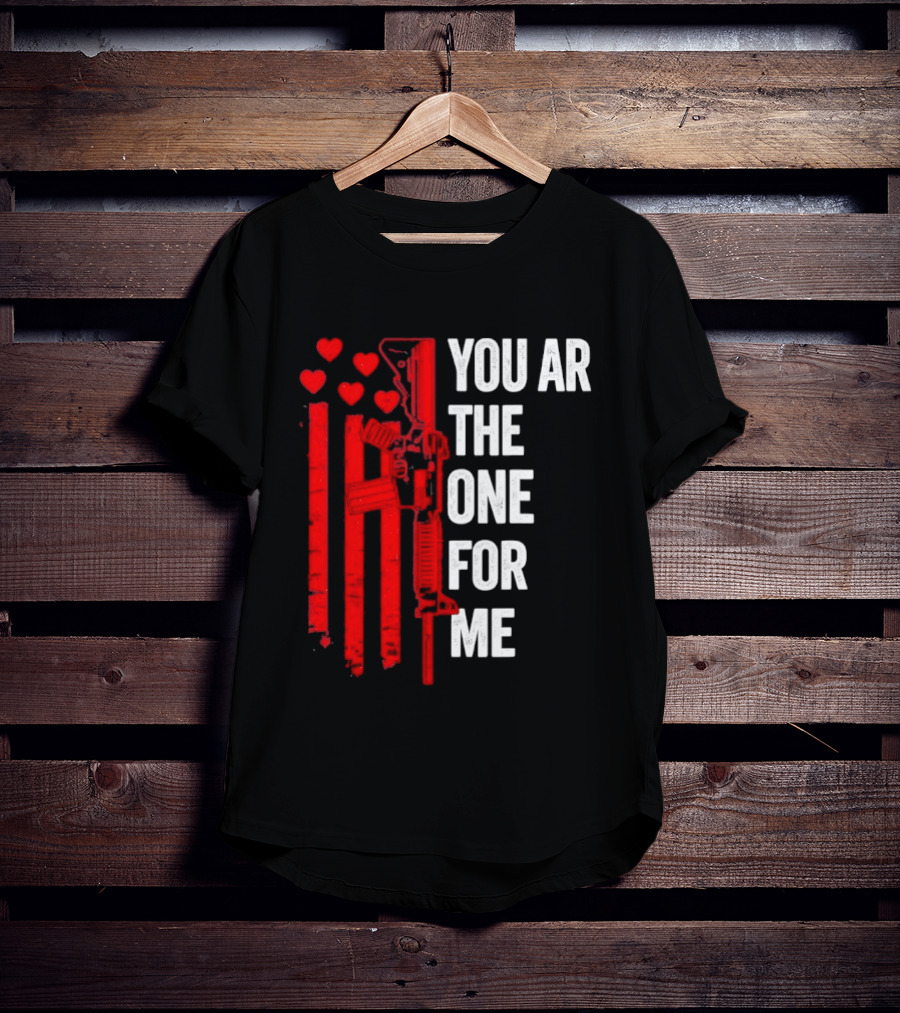 You Ar The One For Me Red Hearts Flag Visual T-Shirt