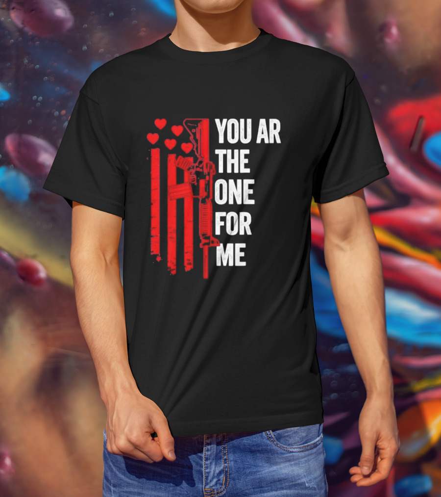 You Ar The One For Me Red Hearts Flag Visual T-Shirt