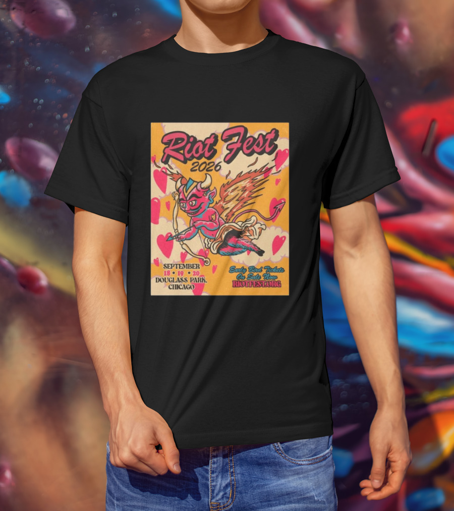 Riot Fest 2026 Douglass Park Chicago Sep 18 19 20 Devil Heart Wings T-Shirt