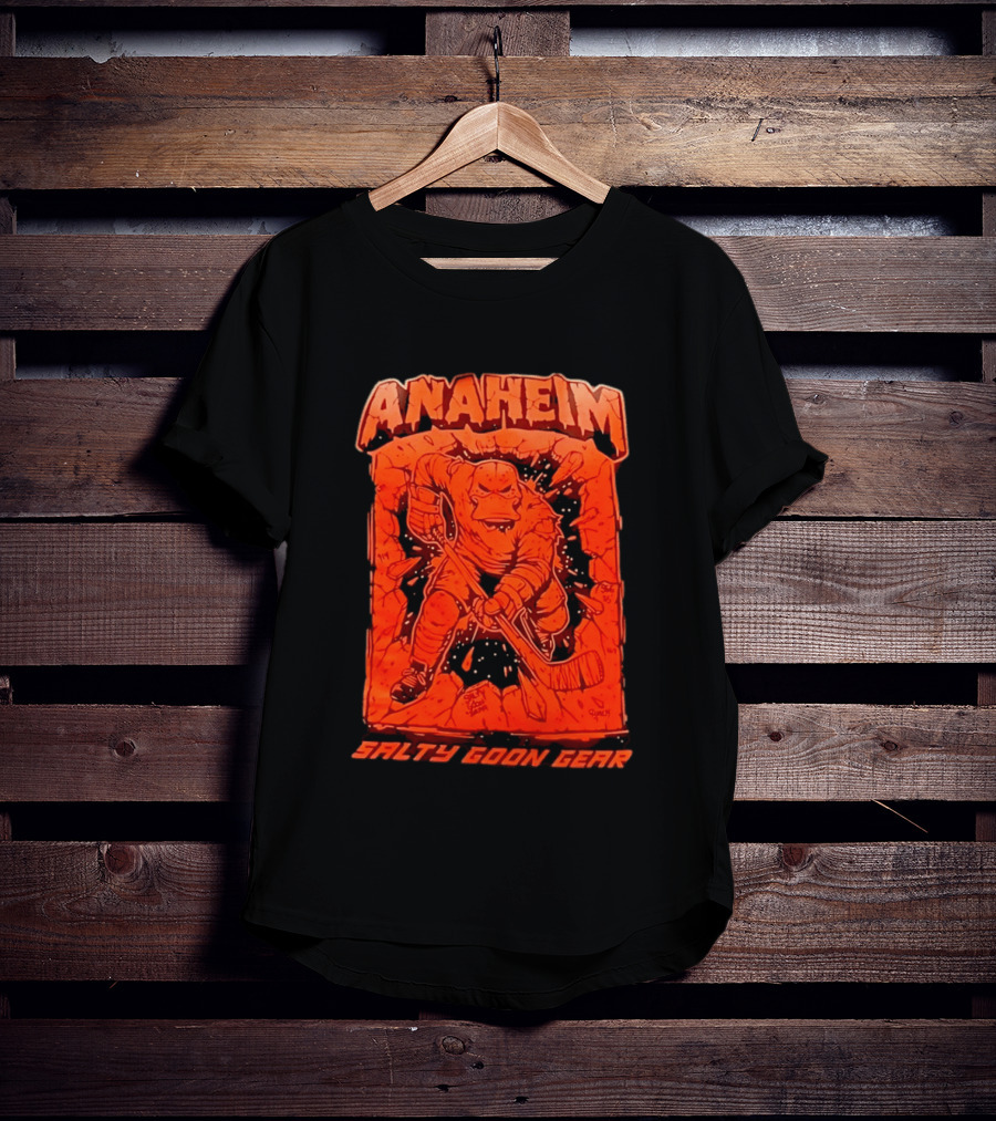 Anaheim Salty Goon Gear Aggressive Hockey Duck Breaking Wall T-Shirt
