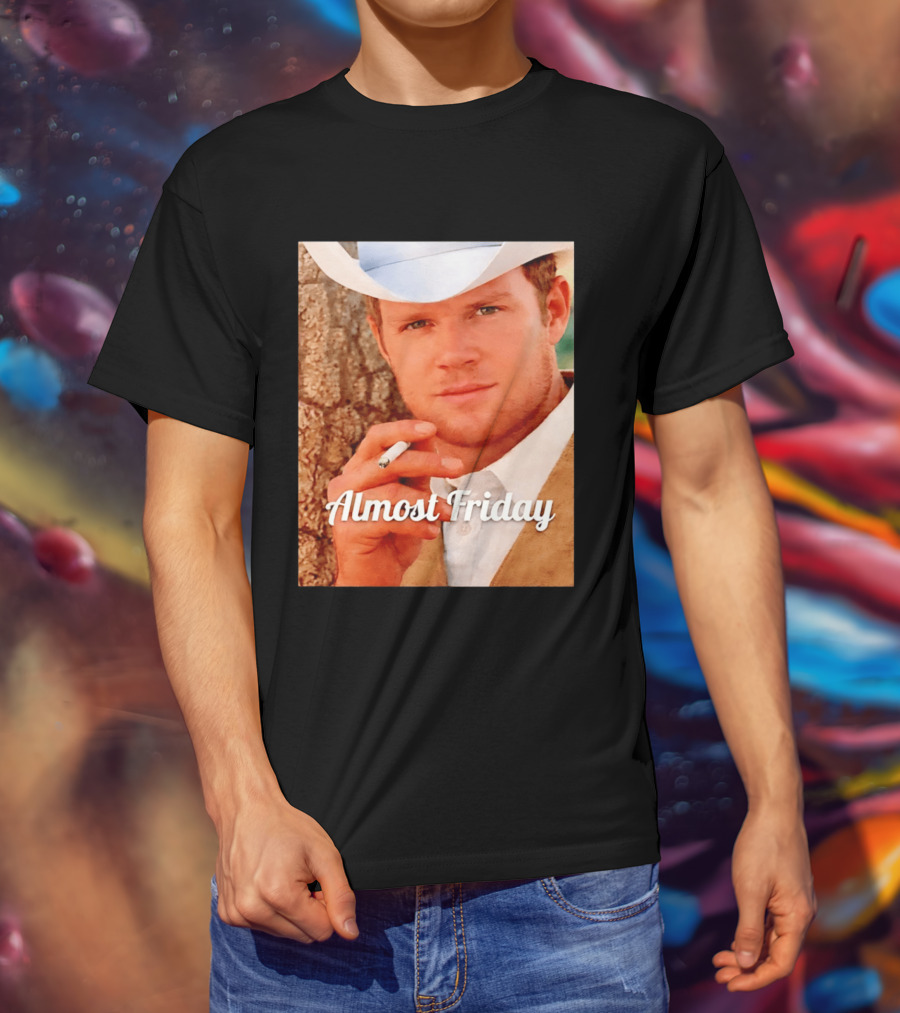 Almost Friday Cowboy Smoking Cigarette T-Shirt