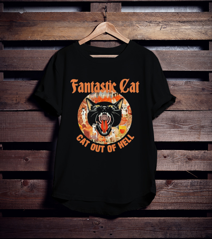 Fantastic Cat Cat Out Of Hell Vintage Rock T-Shirt