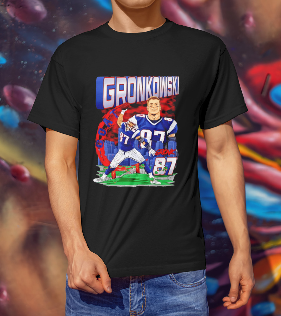 Gronkowski Goat 87 Football Player Tight End Action T-Shirt