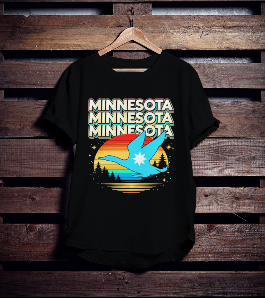 MINNESOTA Resistance 2026 Goose Sunset Forest Scene T-Shirt