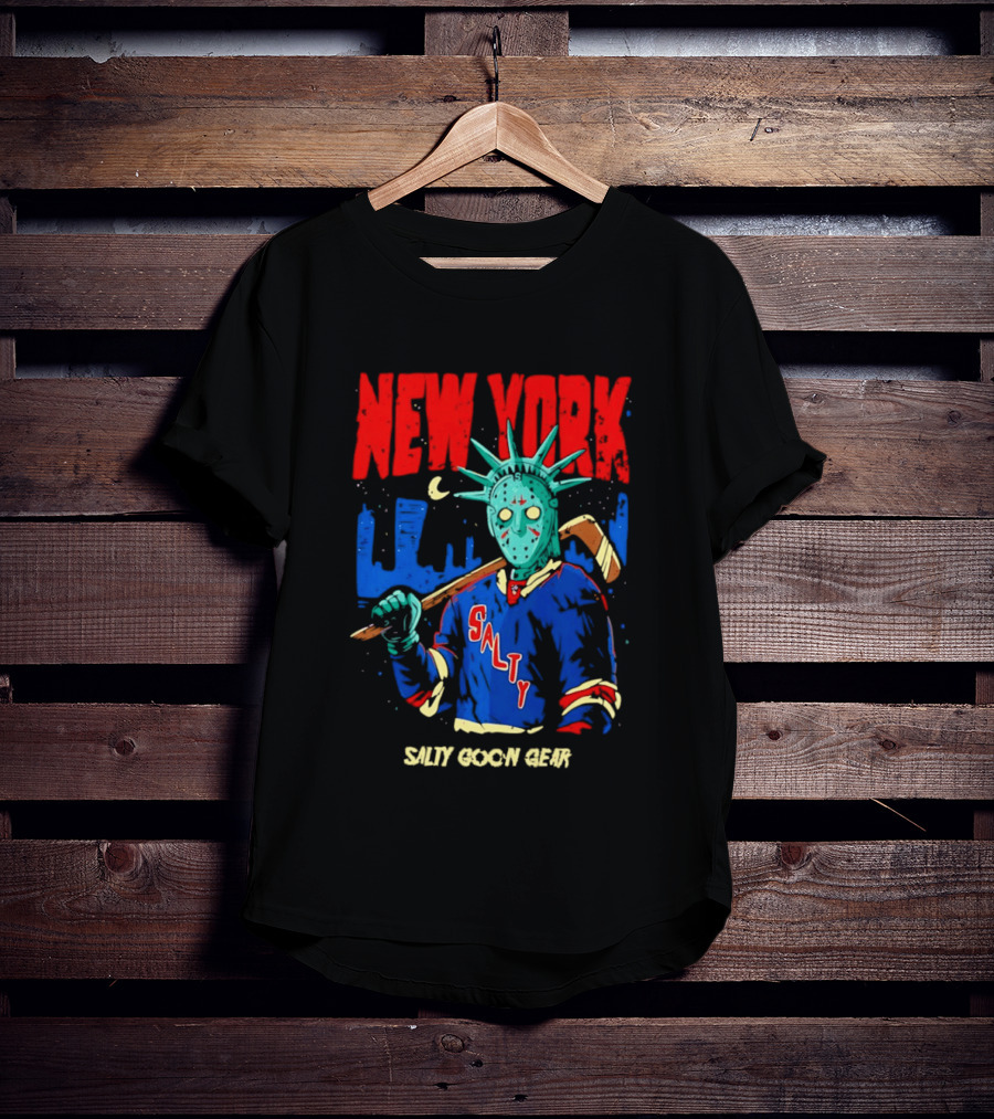 New York Salty Goon Liberty Mask Hockey Player Salty Goon Gear T-Shirt