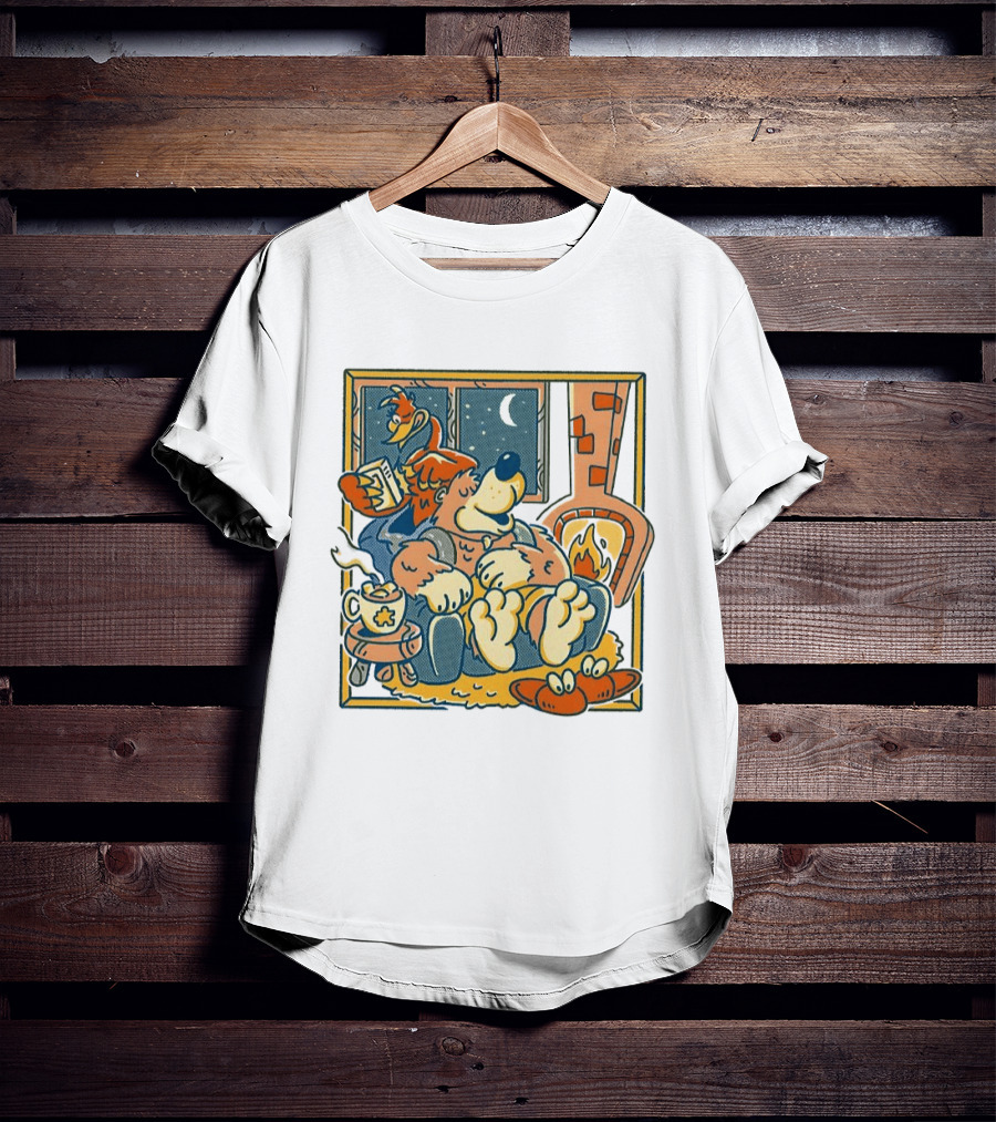 Banjo And Kazooie Cozy Fireplace Retro Gaming Night Moon🌛 T-Shirt