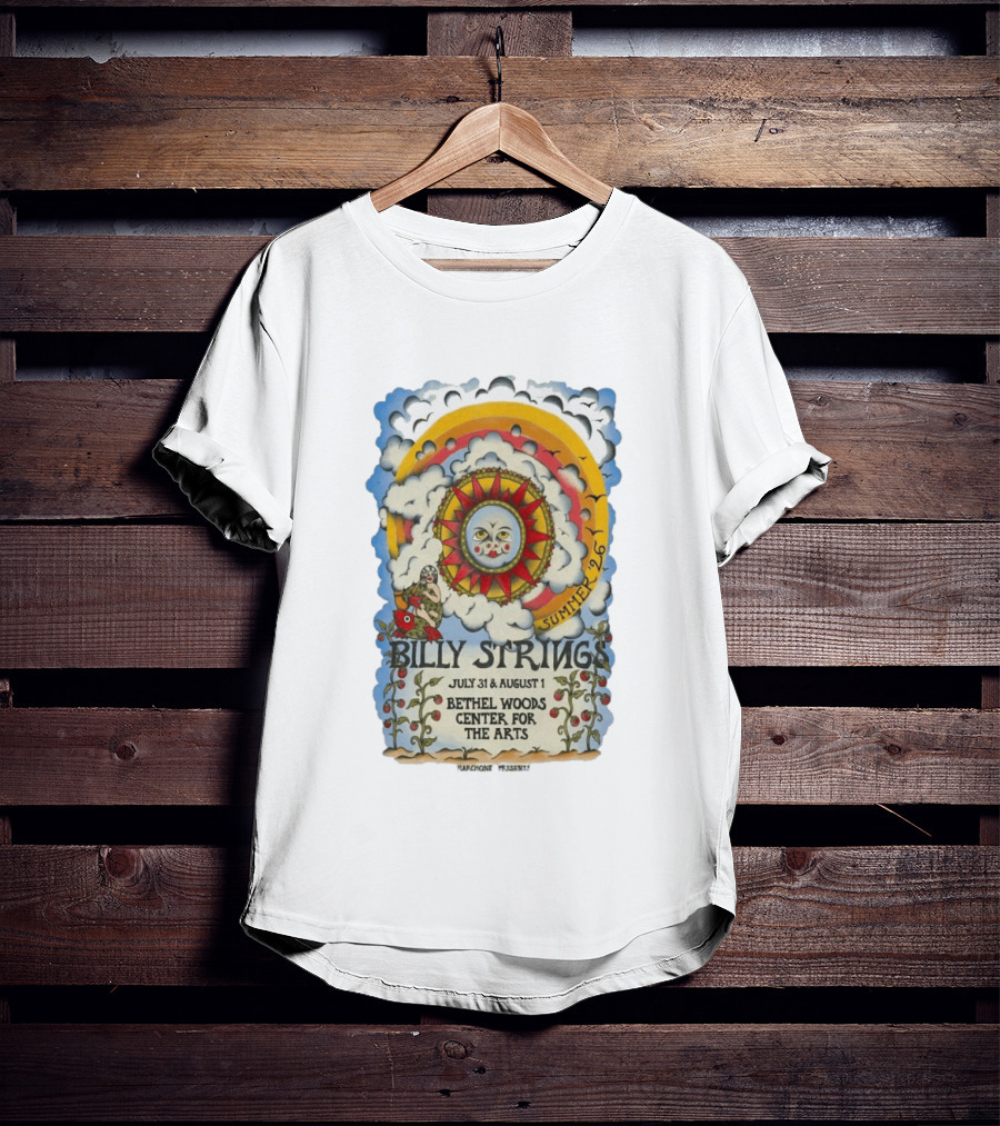Billy Strings Summer 2026 Bethel Woods Center For The Arts July 31 August 1 Sun Cloud T-Shirt