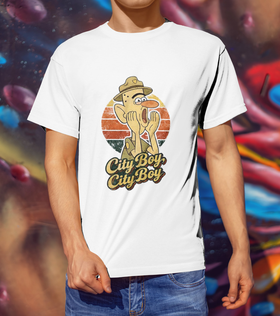 City Boy City Boy Gravity Falls Meme Retro Vintage Cartoon T-Shirt