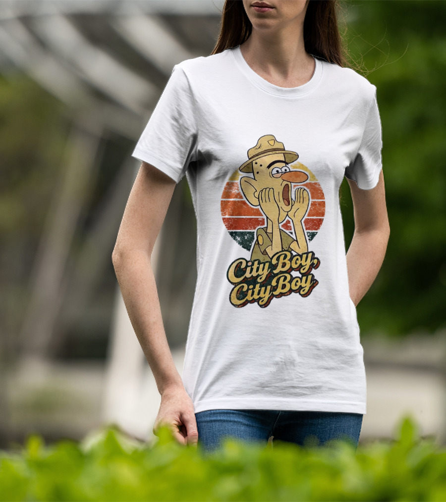 City Boy City Boy Gravity Falls Meme Retro Vintage Cartoon T-Shirt