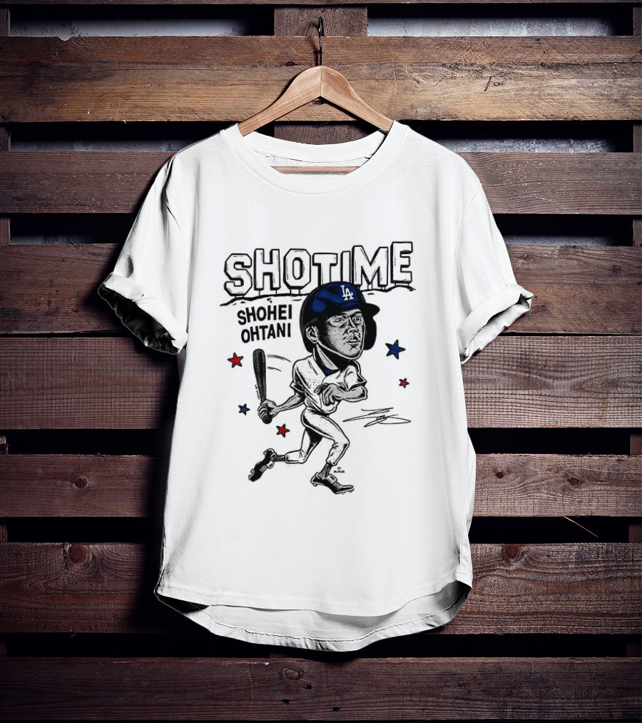 Shohei Ohtani Showtime LA Dodgers Caricature Baseball Star T-Shirt