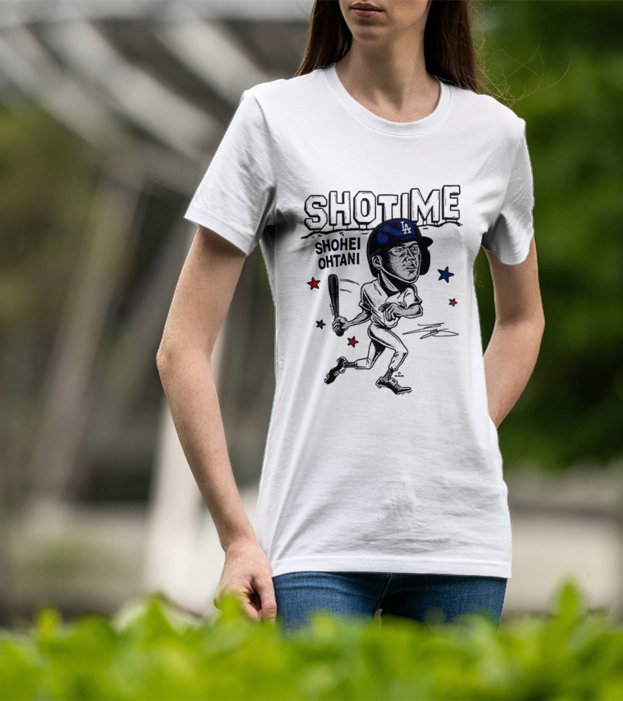 Shohei Ohtani Showtime LA Dodgers Caricature Baseball Star T-Shirt