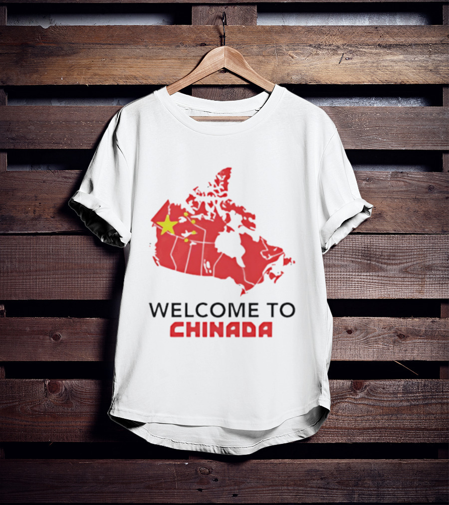 Welcome To Chinada Canada Map Redesign With Bold Text And Yellow Stars T-Shirt