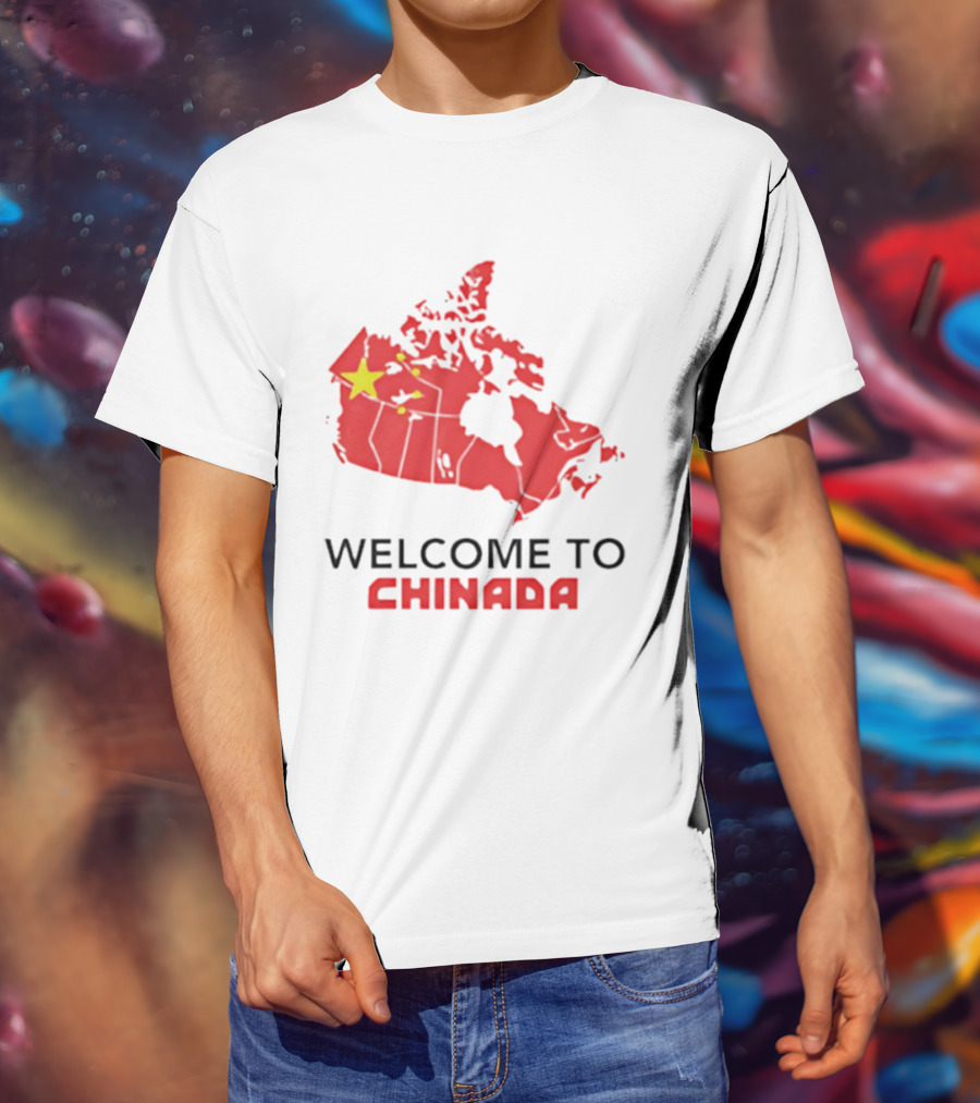 Welcome To Chinada Canada Map Redesign With Bold Text And Yellow Stars T-Shirt