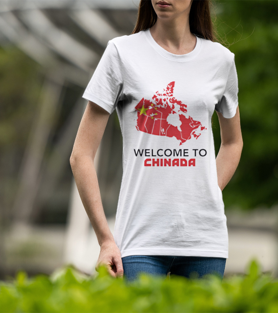 Welcome To Chinada Canada Map Redesign With Bold Text And Yellow Stars T-Shirt