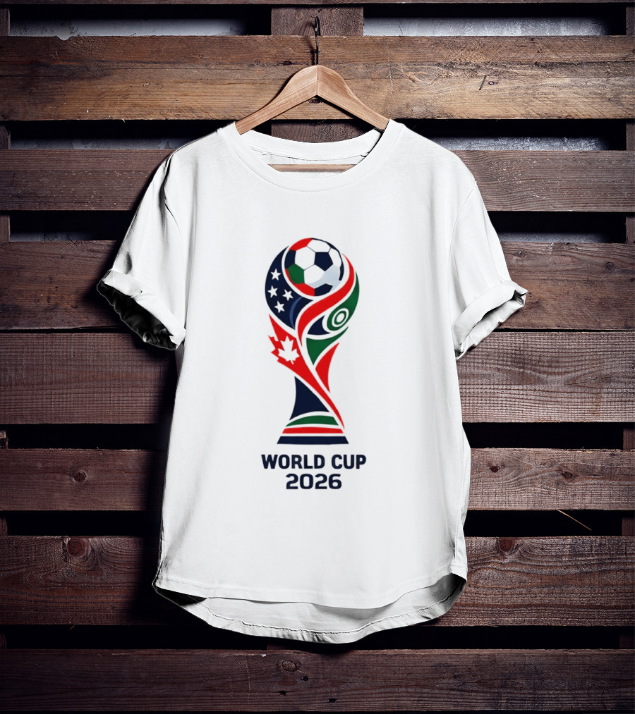 World Cup 2026 Trophy With Soccer Ball And Maple Leaf T-Shirt