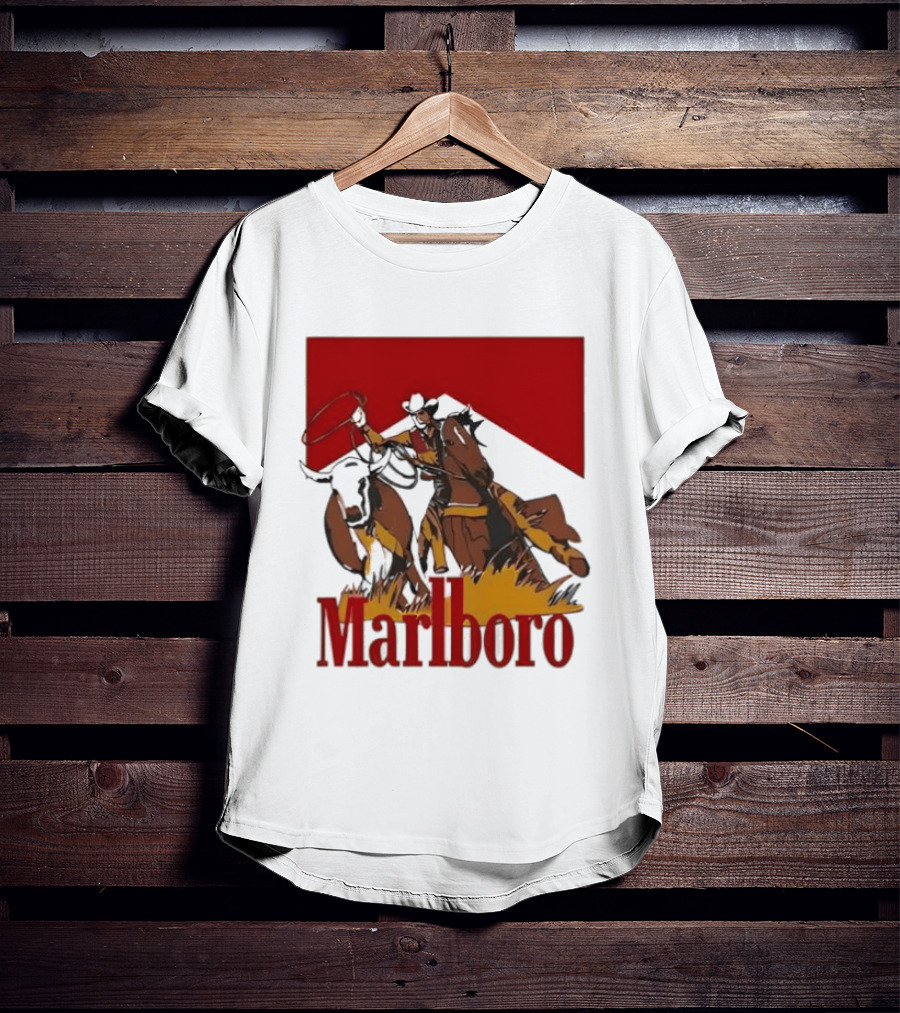 Marlboro Cowboy With Lasso Riding Horse Rugged Outdoors Adventure T-Shirt