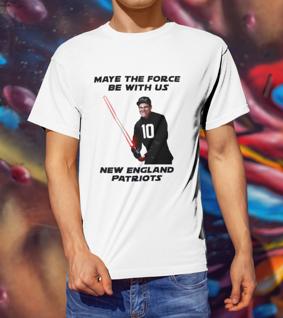 Maye The Force Be With Us New England Patriots Football Crossover Lightsaber T-Shirt