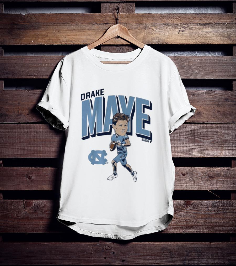 North Carolina Tar Heels Drake Maye Caricature Football Player T-Shirt