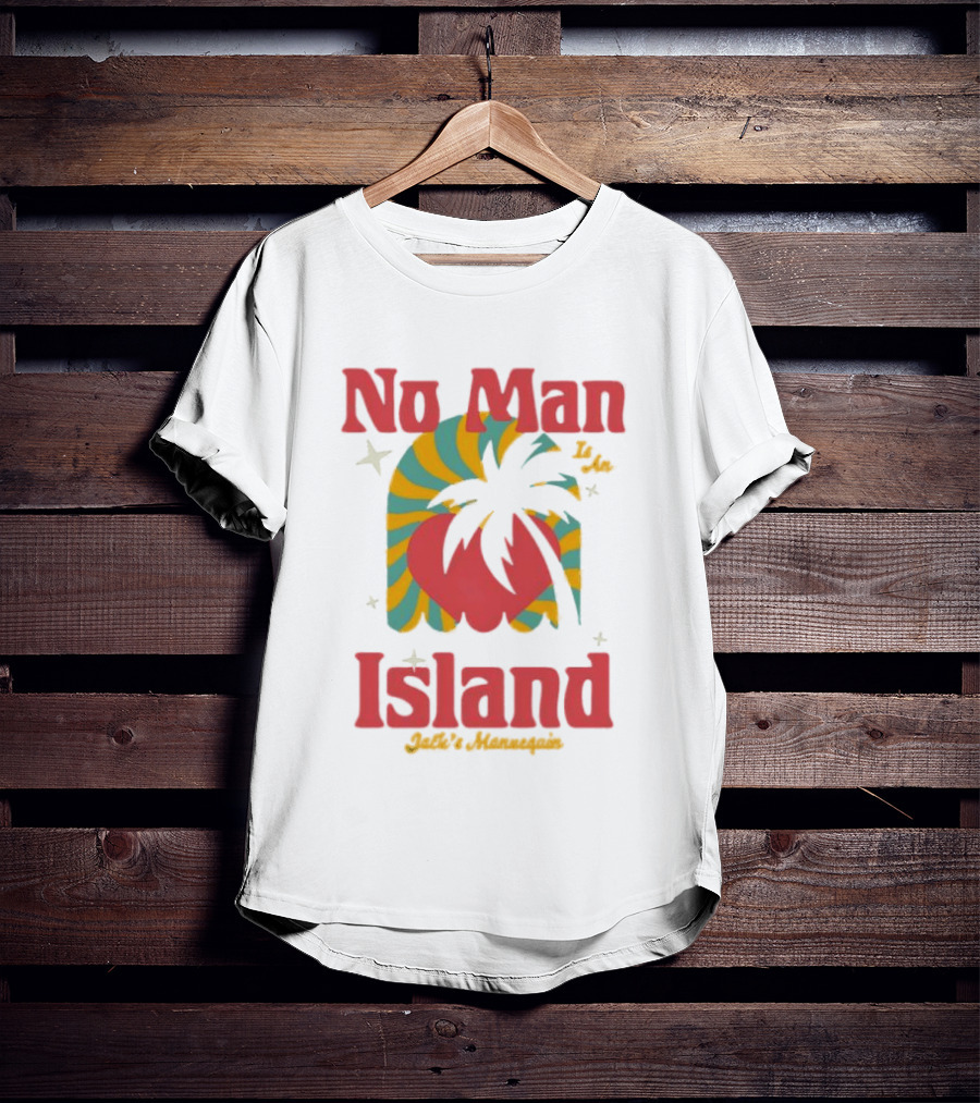 No Man Is An Island Jack's Mannequin Beachy Palm Tree Striped Heart Retro Vibes T-Shirt