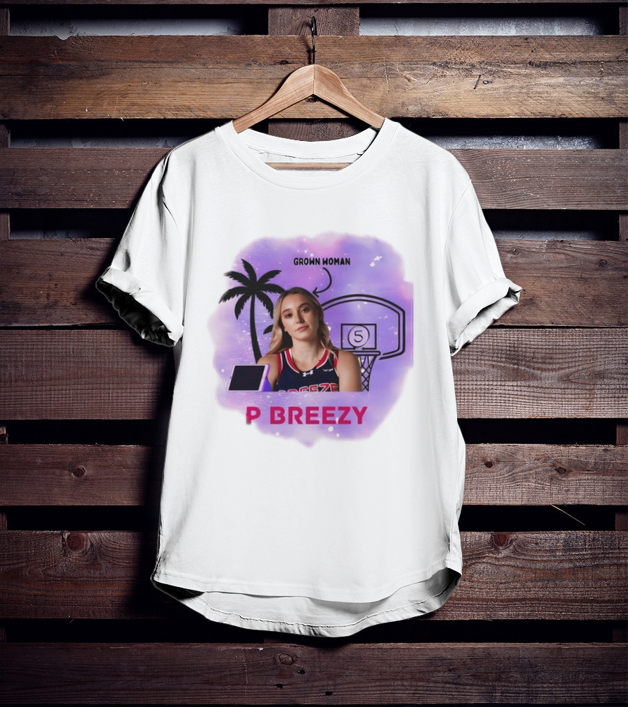 Grown Woman P Breezy Basketball Palm Tree T-Shirt