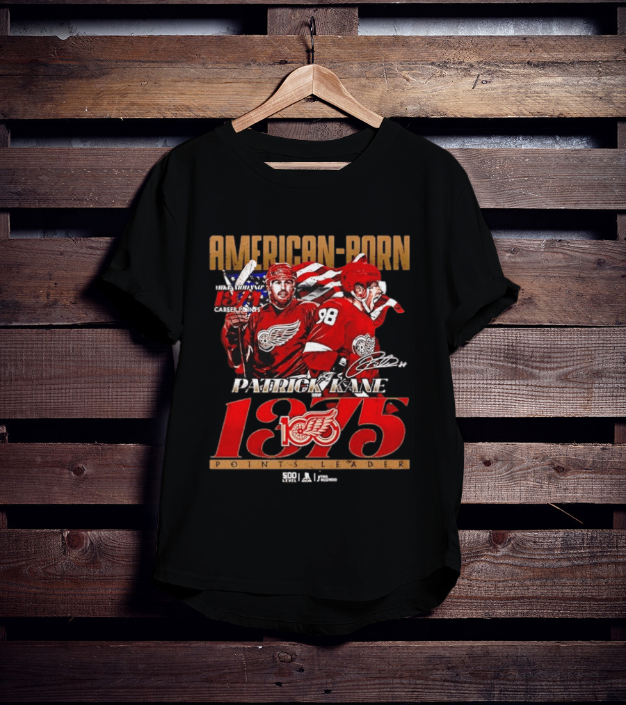 American Born Patrick Kane Detroit Red Wings 1375 Points Career Leader T-Shirt