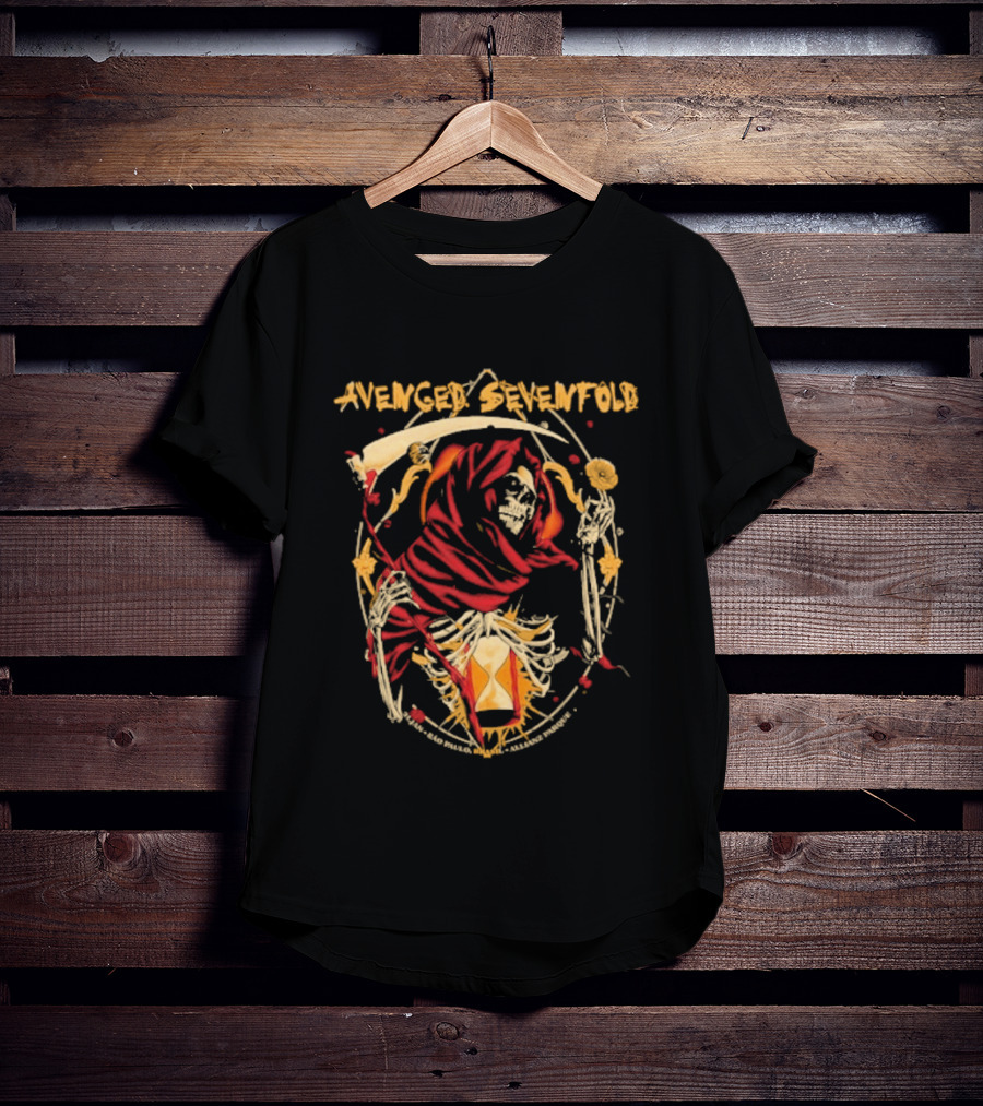 Avenged Sevenfold São Paulo January 31 2026 Event Skull And Hourglass T-Shirt