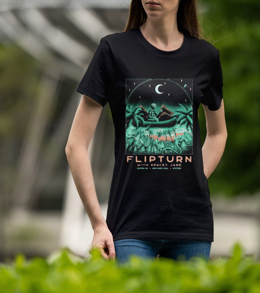 FLIPTURN With Spacey Jane MGM Music Hall Boston 6 4 2026 Art Alien Canoe Scene T-Shirt