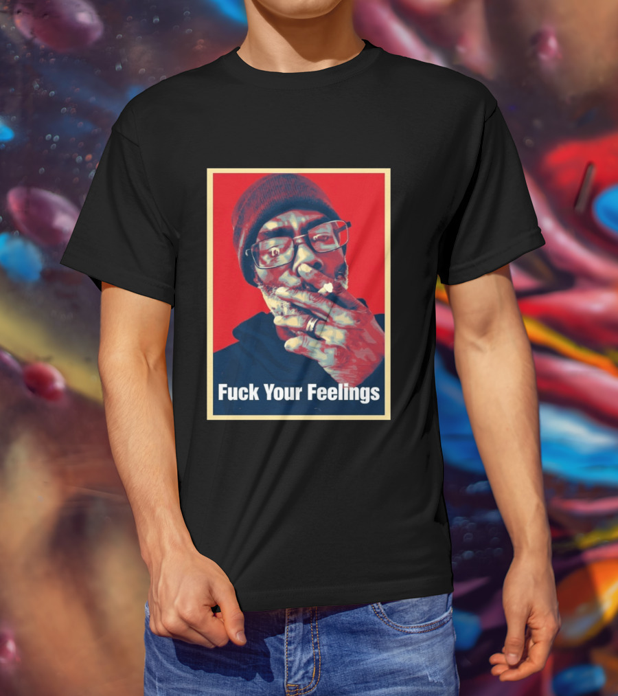 Uncle Clif Fuck Your Feelings Smoking Glasses Beanie Red T-Shirt