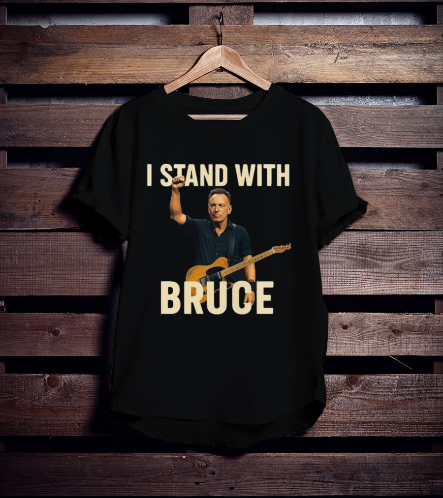 I Stand With Bruce Springsteen Iconic Fist Raised Electric Guitar T-Shirt