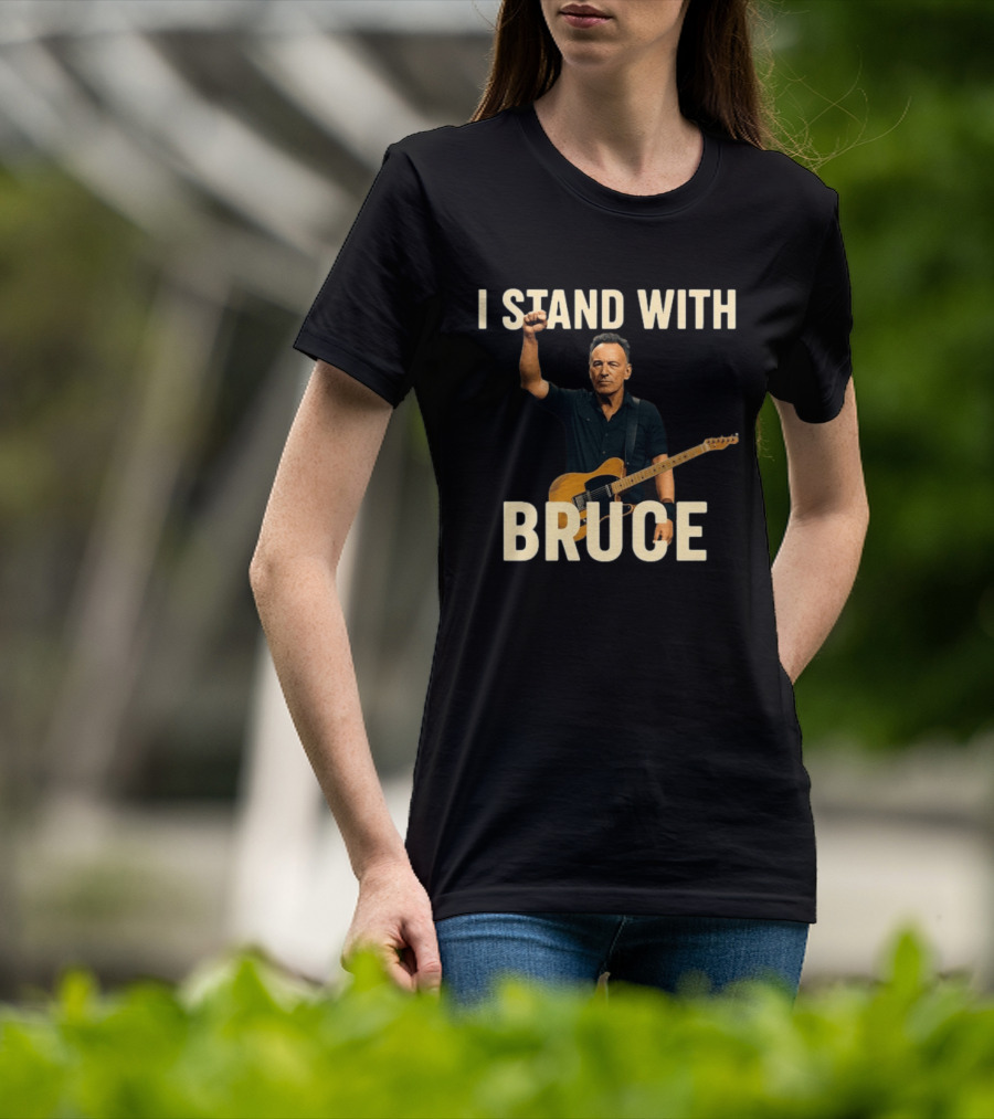 I Stand With Bruce Springsteen Iconic Fist Raised Electric Guitar T-Shirt