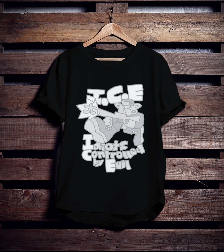 I.C.E Idiots Controlled By Evil Shooter Character With Gun T-Shirt