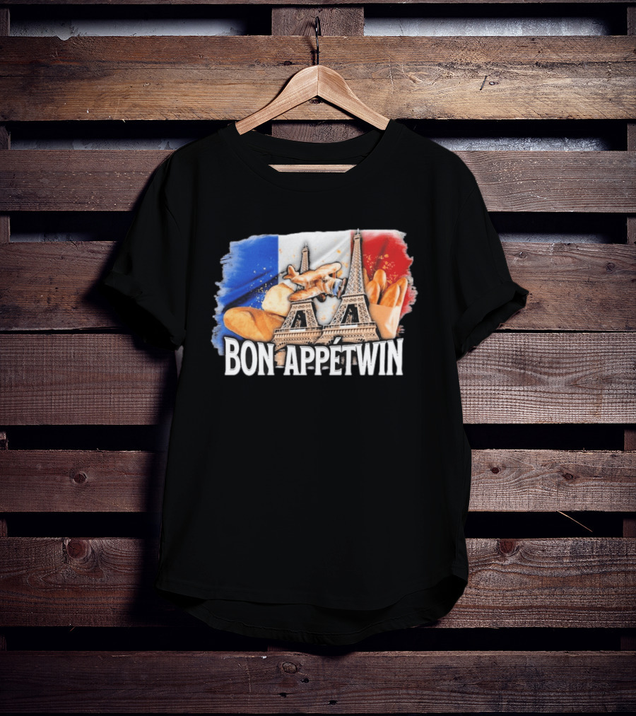 Bon Appetwin French Baguettes Eiffel Tower Paris Flag T-Shirt