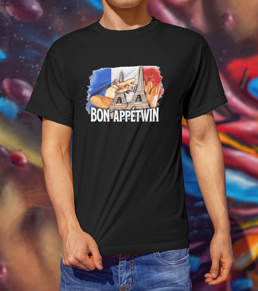 Bon Appetwin French Baguettes Eiffel Tower Paris Flag T-Shirt