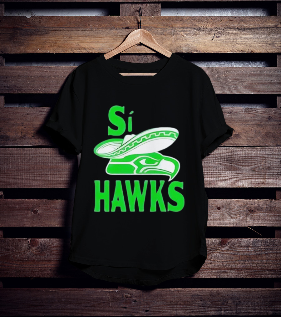 Si Hawks Mexican Sombrero Green Hawk T-Shirt