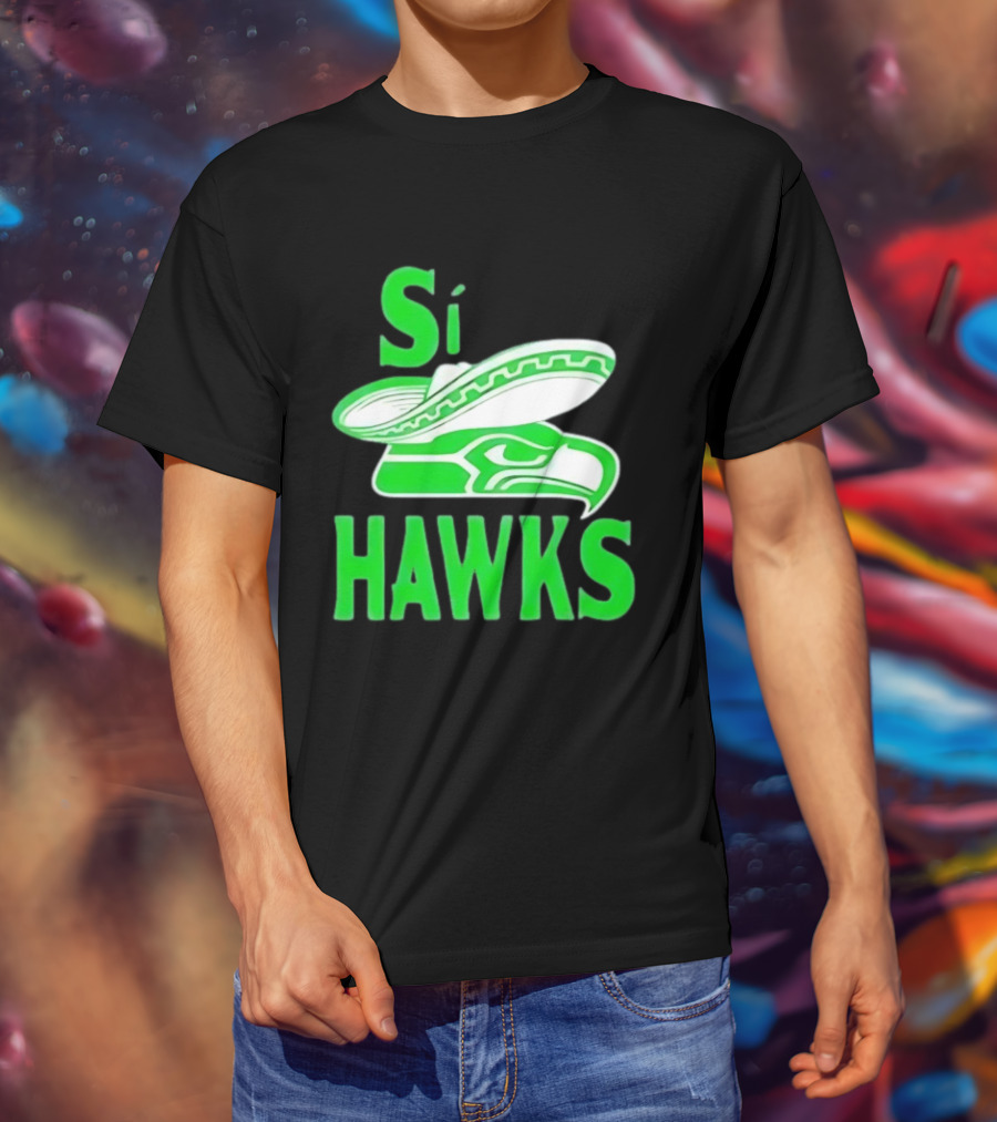 Si Hawks Mexican Sombrero Green Hawk T-Shirt