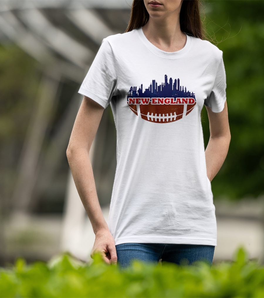 New England Football Skyline Cityscape T-Shirt