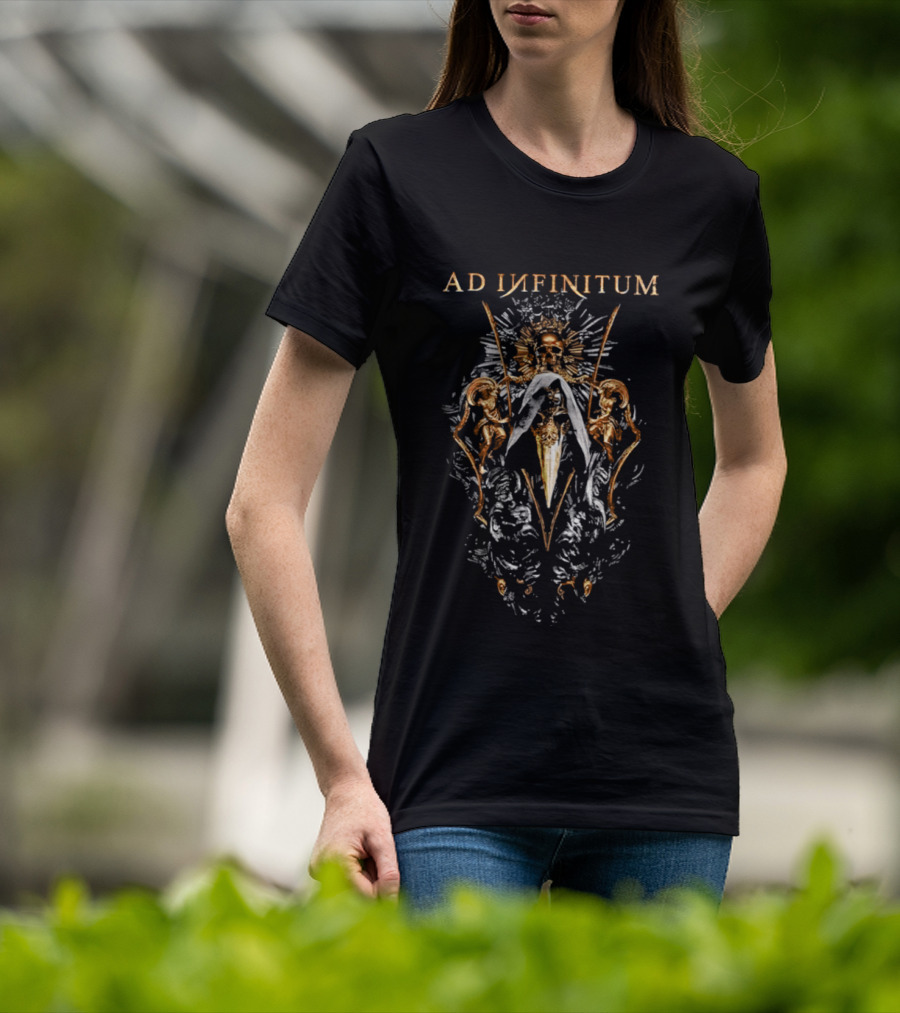 Ad Infinitum Golden Skull Plague Doctor Mask Gothic Cherubs T-Shirt