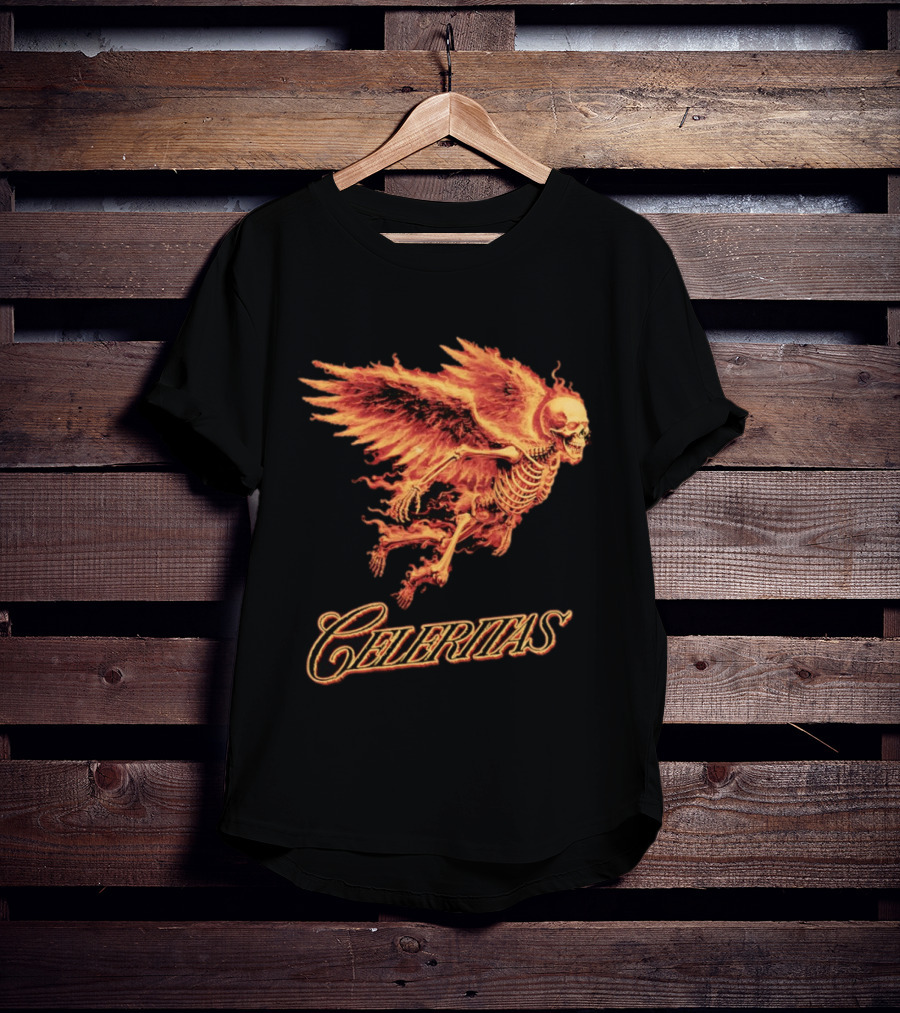 Celeritas Flaming Angel Skeleton Wings 2026 Speed T-Shirt
