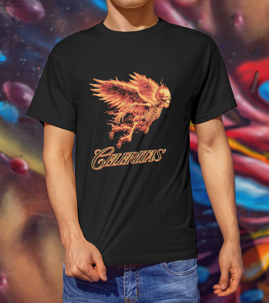Celeritas Flaming Angel Skeleton Wings 2026 Speed T-Shirt