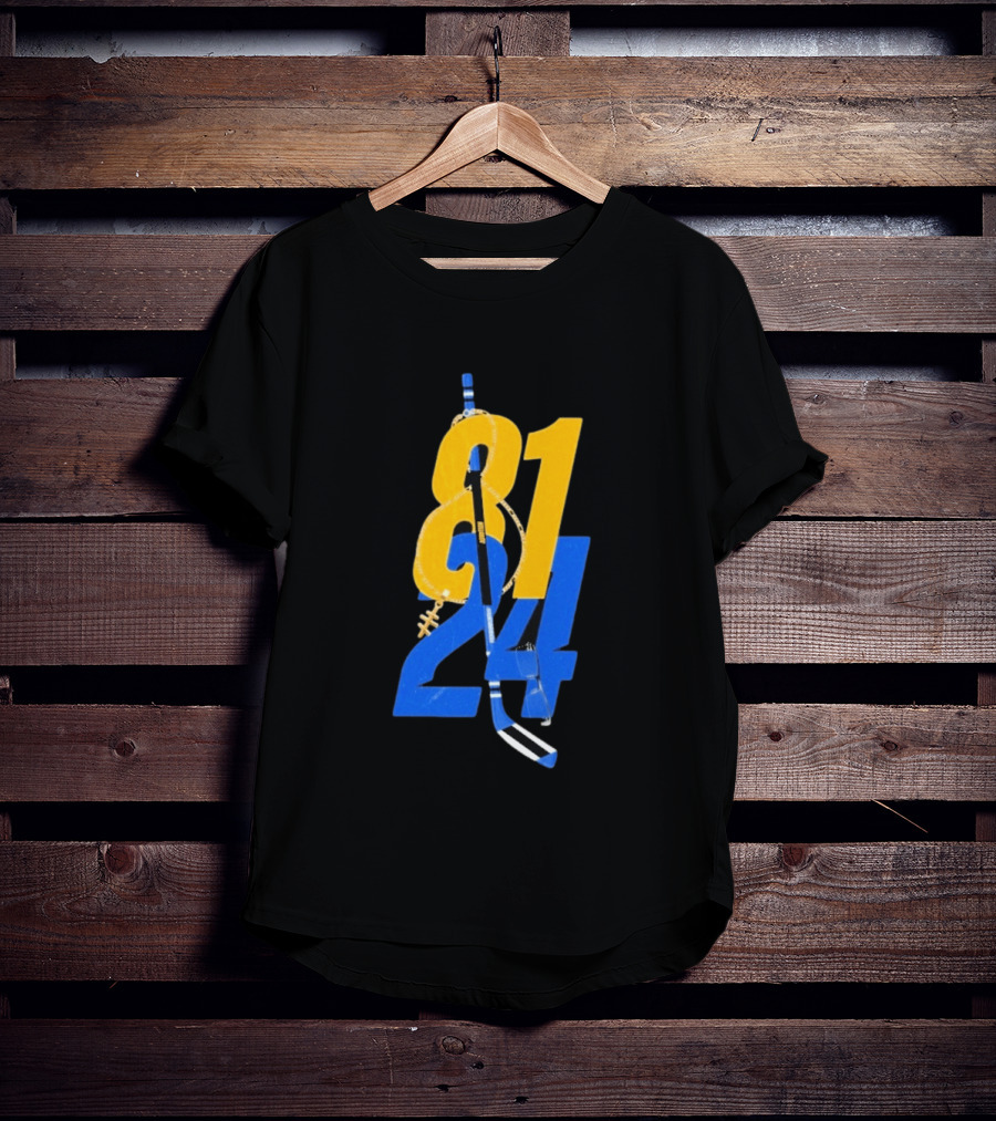 Ilya Rozanov 81 Shane Hollander 24 Hockey Stick Yellow Blue Numbers T-Shirt