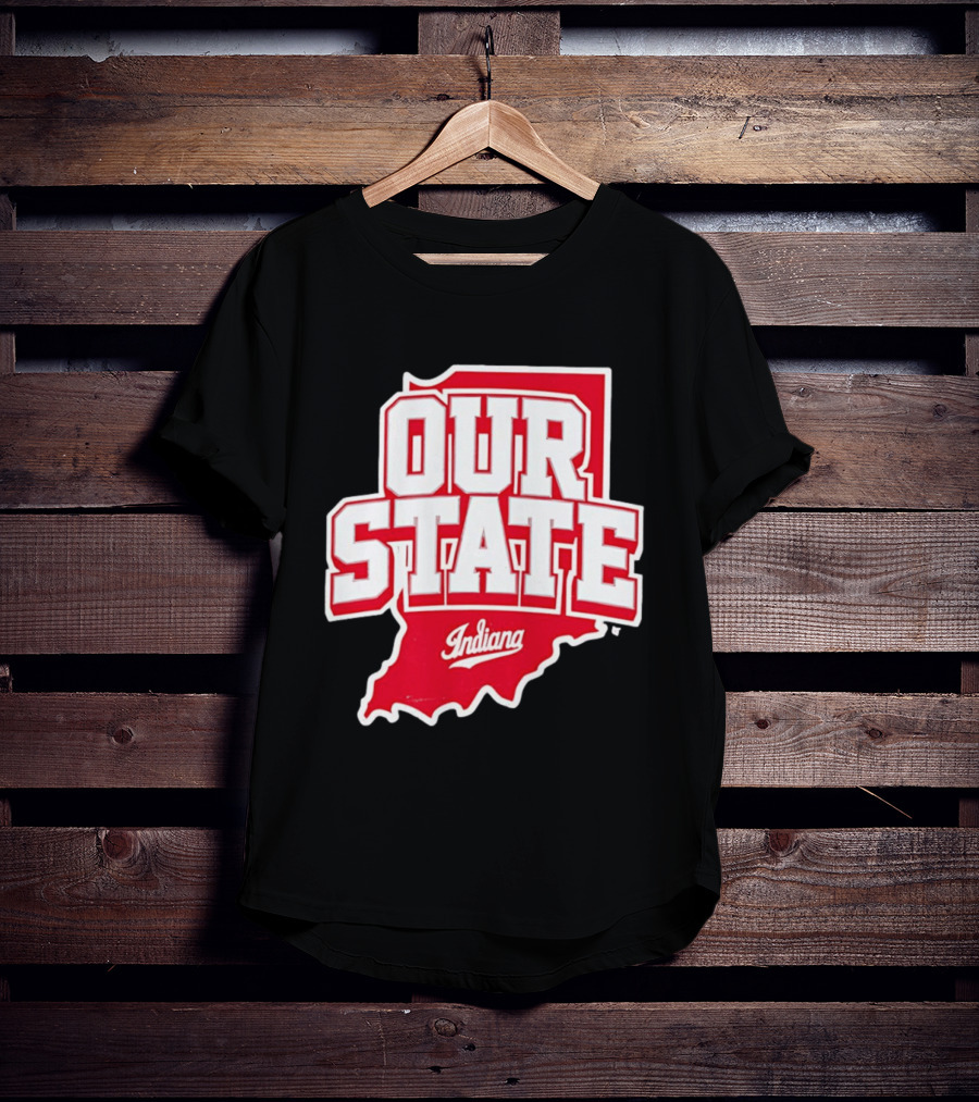 Our State Indiana Red Map College Sports Indiana T-Shirt