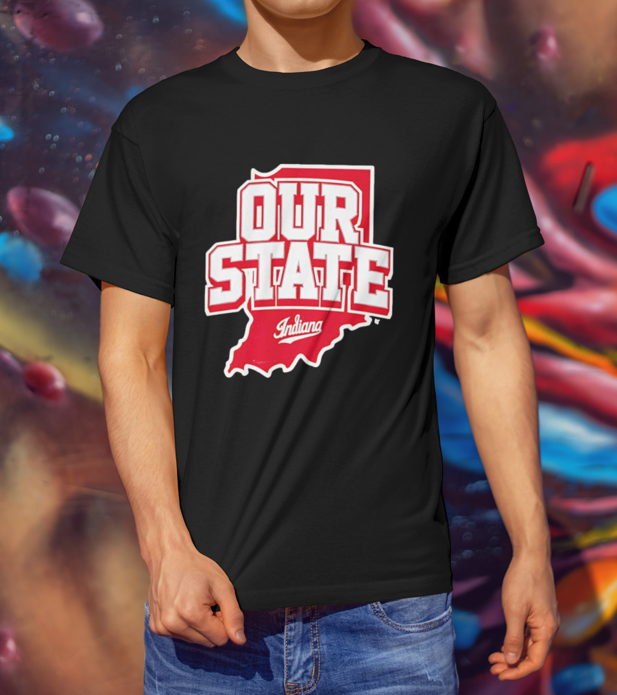 Our State Indiana Red Map College Sports Indiana T-Shirt