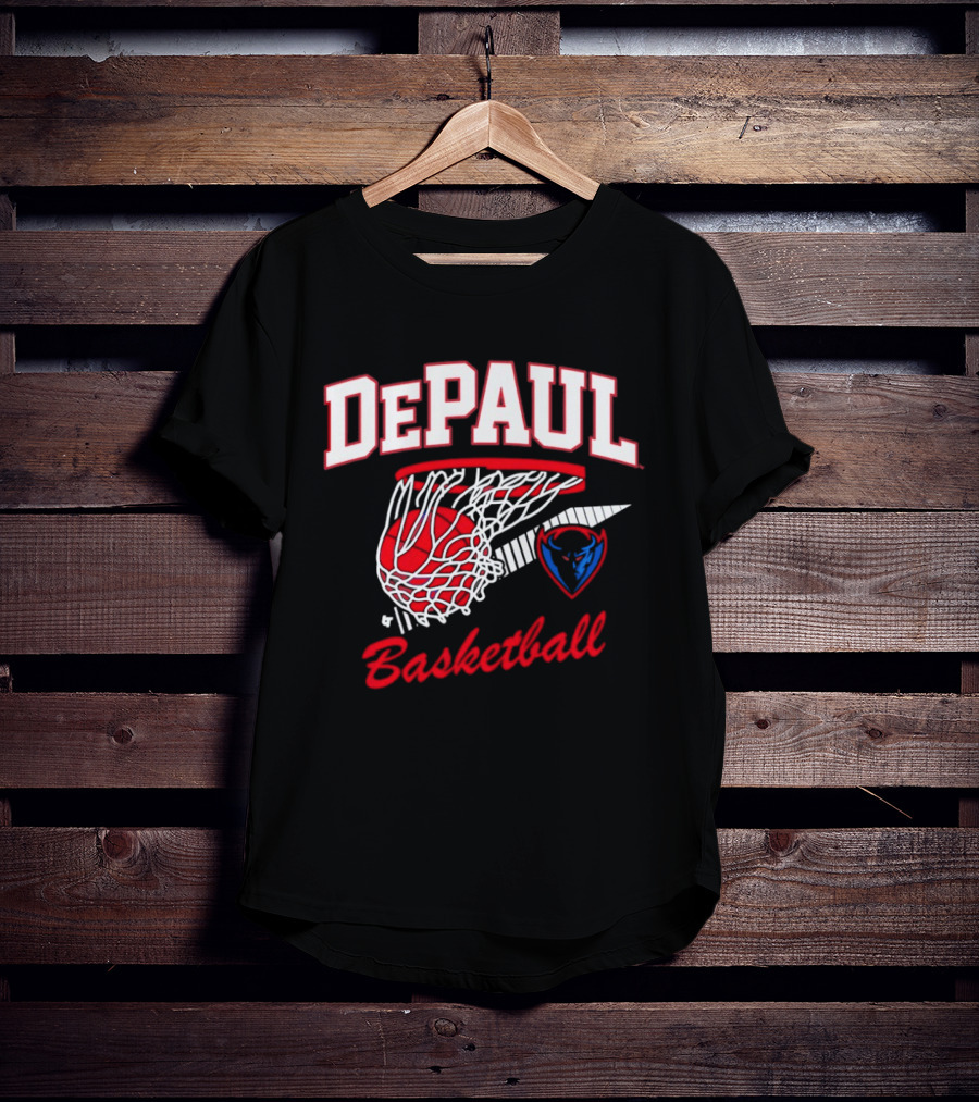 DePaul Blue Demons Basketball Hoop Throwback T-Shirt