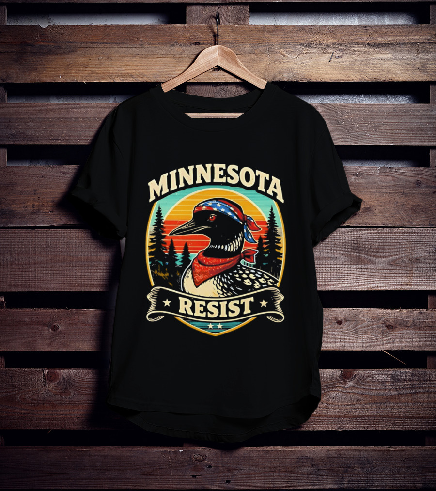 Minnesota Loons Resist Vintage American Bandana And Sunset T-Shirt