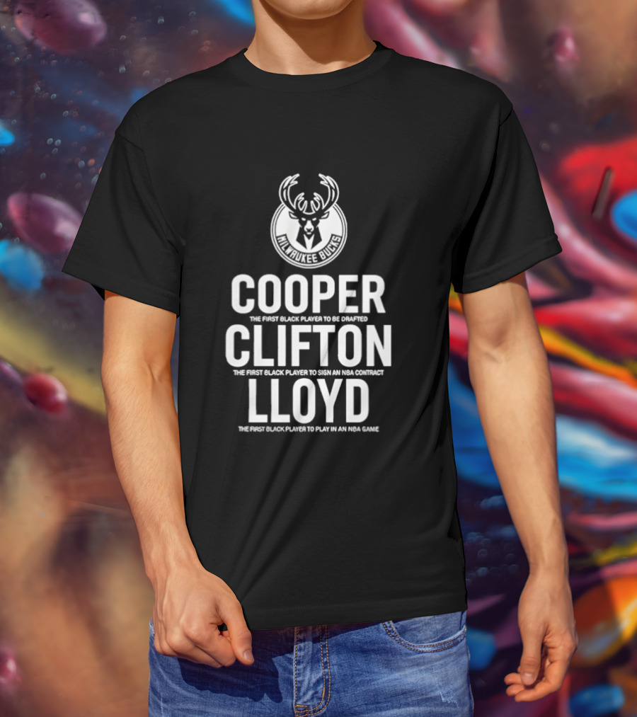Milwaukee Bucks NBA Pioneers Cooper Clifton Lloyd First Black Players Milestones T-Shirt