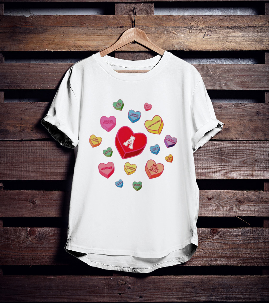 Valentine's Day Appalachian State Mountaineers Heart Candy Love Message T-Shirt