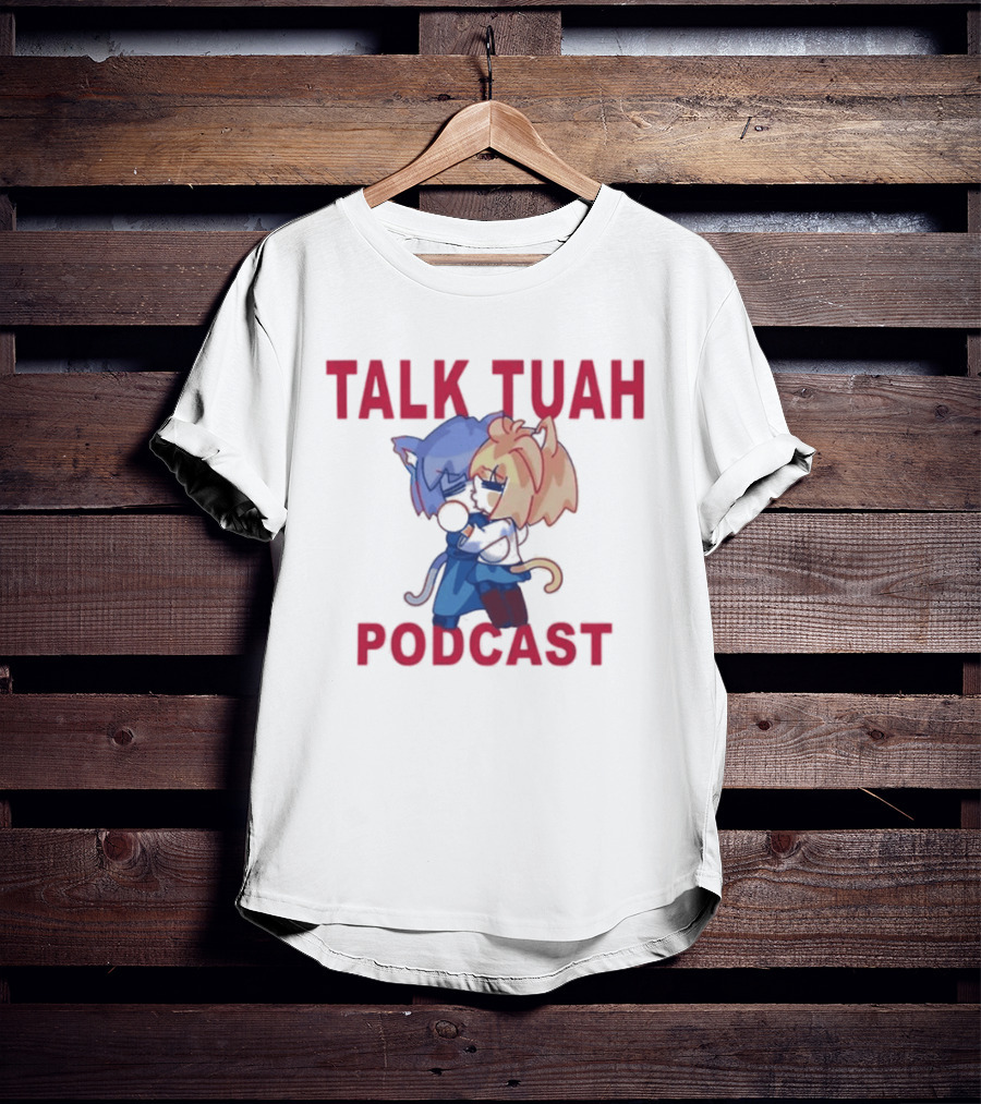 Talk Tuah Podcast Cute Anime Cat Characters Hugging T-Shirt