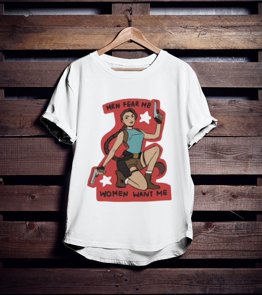 Men Fear Me Women Want Me Woman With Guns And Stars T-Shirt