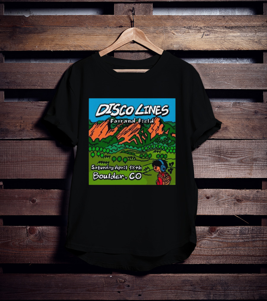 Disco Lines Farrand Field Saturday April 18th Boulder CO T-Shirt